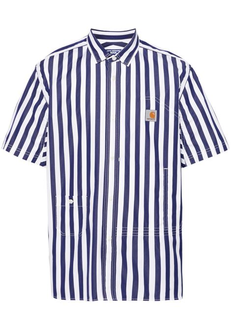 White and blue striped poplin shirt Junya Watanabe x Carhartt WIP - men JUNYA WATANABE | WMB0221